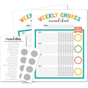 Daily Chore Reward Charts for Kids (2-Pack) Scratch Off Reward Charts with Scratch Off Stickers - Fun Reward Charts to Motivate Your Kids (8.5"x11")