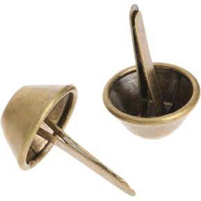 dophee 100 Pack Flat Bag Feet Studs, 15mm Antique Brass Nailheads Stud Spikes for Handbag Purse DIY Leather Craft