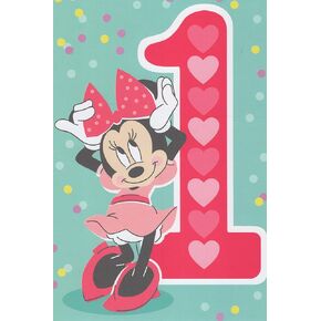 Minnie Mouse Happy 1st Birthday Card - Made in USA - Includes Envelope