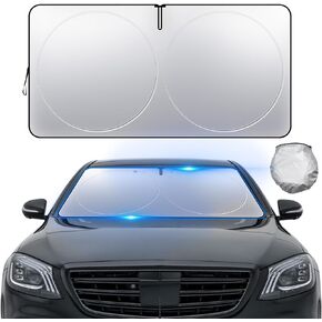 Car Windshield Sunshade with Opening, Car Sun Shade Windshield Foldable, Universal Portable Car Accessories Car Sunshade, Keeps Interior Cool, Fits Most Cars, Trucks, SUVs (M: 59x29.5 inch)