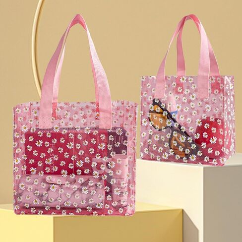 Daisy Flower PVC Tote Bag, Small Clear PVC Handbag for Beach Vacation Shopping, Waterproof Purse Bag in Saudi Arabia