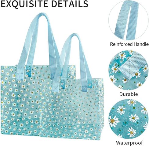 Daisy Flower PVC Tote Bag, Small Clear PVC Handbag for Beach Vacation Shopping, Waterproof Purse Bag in Saudi Arabia