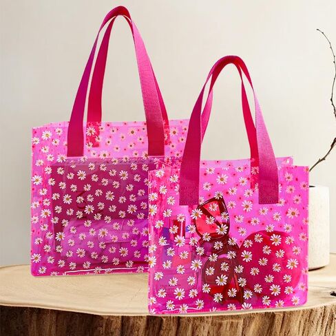 Daisy Flower PVC Tote Bag, Small Clear PVC Handbag for Beach Vacation Shopping, Waterproof Purse Bag in Kuwait