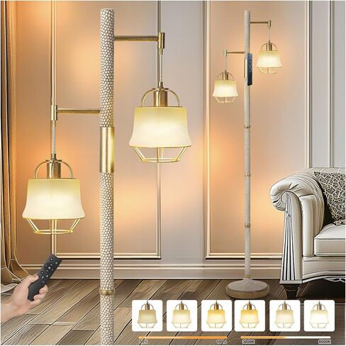 Remote Control Switch Floor Lamp with Metal Lantern and Clear Shade for Living Room Rustic standing Floor Lamp Decor for Bedroom Study Room Dining Room Office Home Hotel in Kuwait