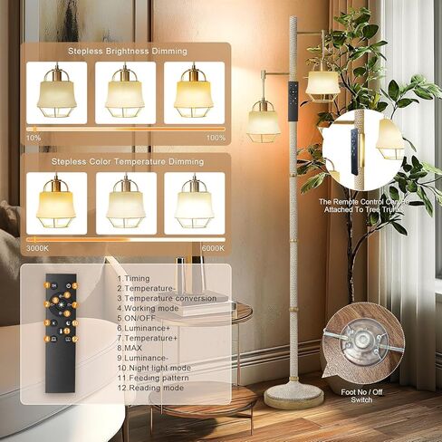 Remote Control Switch Floor Lamp with Metal Lantern and Clear Shade for Living Room Rustic standing Floor Lamp Decor for Bedroom Study Room Dining Room Office Home Hotel in Kuwait