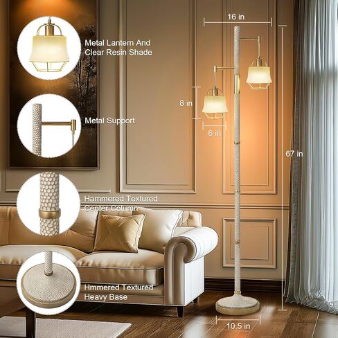 Remote Control Switch Floor Lamp with Metal Lantern and Clear Shade for Living Room Rustic standing Floor Lamp Decor for Bedroom Study Room Dining Room Office Home Hotel in Kuwait