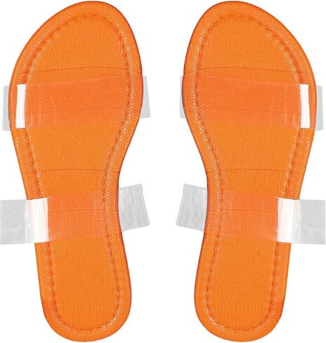 GORGLITTER Women's Cute Flat Sandals Summer Beach Vacation Clear Open Toe Jelly Transparent Strappy Slide Sandals 2026 in Saudi Arabia