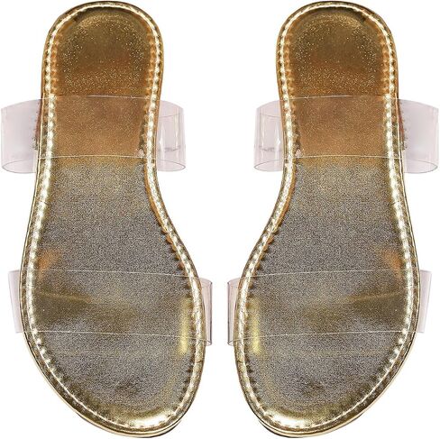 GORGLITTER Women's Cute Flat Sandals Summer Beach Vacation Clear Open Toe Jelly Transparent Strappy Slide Sandals 2026 in Saudi Arabia
