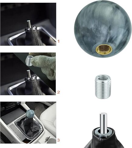 Lunsom Round Shift Knob, 8 Billiard Gear Shifter Lever Head Shift Ball Car Stick Handle Fit Most Automatic Manual Transmission Vehicle (M8x1.25, 8 Black) in Kuwait