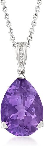 Ross-Simons 8.25 Carat Amethyst Pendant Necklace With Diamond Accents in Sterling Silver. 18 inches in Saudi Arabia