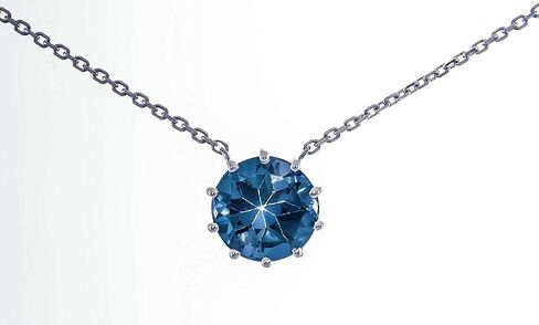 قلادة Gin & Grace من الذهب الأبيض عيار 10 قيراط للنساء من التوباز الأزرق لندن الأصلي سوليتير in Kuwait