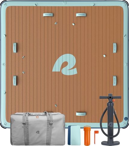 Retrospec Weekender Dock Inflatable Platform for Beach, River, Lake & Pool - Recreational Floating Island Raft with Non-Slip Surface - Dual-Action Pump & Carrying Bag - 7 Ft & 10 Ft in Saudi Arabia