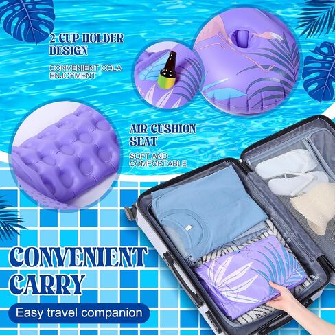Capoda 4 Pack Inflatable Pool Floats Chairs Floating Seat with Backrest and Cup Holder Swimming Pool Water Hammock Chair Float Lounge Large Floaties for Adults Summer Pool Beach Outdoor (Hawaii) in Saudi Arabia