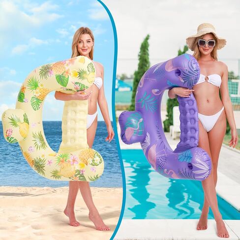Capoda 4 Pack Inflatable Pool Floats Chairs Floating Seat with Backrest and Cup Holder Swimming Pool Water Hammock Chair Float Lounge Large Floaties for Adults Summer Pool Beach Outdoor (Hawaii) in Saudi Arabia