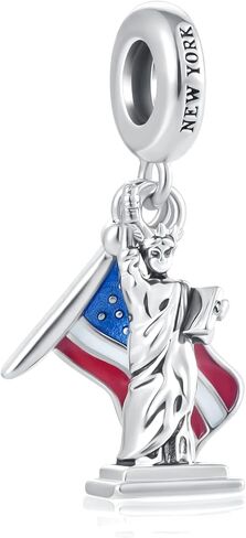 تمثال الحرية سحر I Love New York Independence Day USA Flag Bead متوافق مع سوار وقلادة ساحرة، هدية للأم النساء (YQ-NEW091) in Kuwait