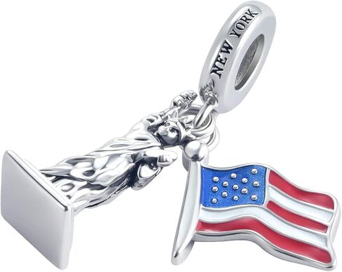 تمثال الحرية سحر I Love New York Independence Day USA Flag Bead متوافق مع سوار وقلادة ساحرة، هدية للأم النساء (YQ-NEW091) in Kuwait