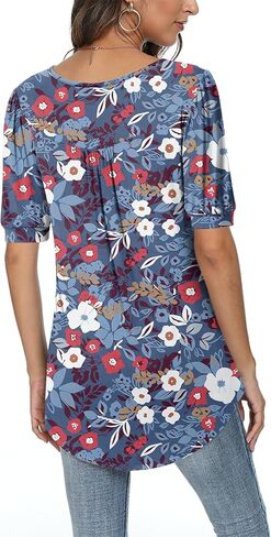 POPYOUNG Puff Short Sleeve Ladies Casual elbow sleeve tunic tops for leggings in Saudi Arabia