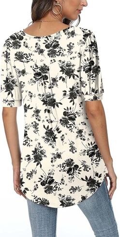 POPYOUNG Puff Short Sleeve Ladies Casual elbow sleeve tunic tops for leggings in Saudi Arabia