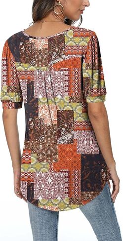 POPYOUNG Puff Short Sleeve Ladies Casual elbow sleeve tunic tops for leggings in Saudi Arabia