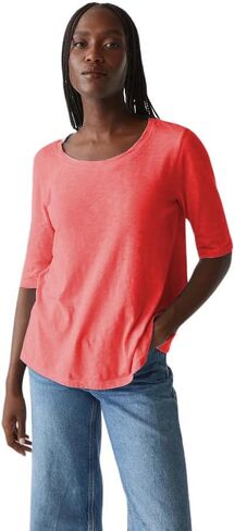 Michael Stars Women's Supima Cotton Slub Elbow Sleeve Swing Tee in Saudi Arabia