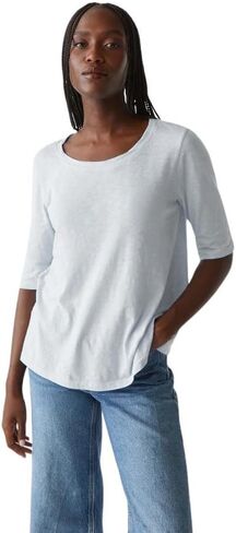 Michael Stars Women's Supima Cotton Slub Elbow Sleeve Swing Tee in Saudi Arabia