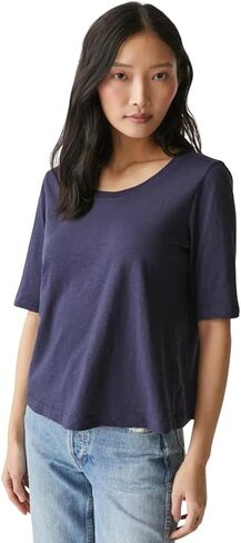 Michael Stars Women's Supima Cotton Slub Elbow Sleeve Swing Tee in Saudi Arabia