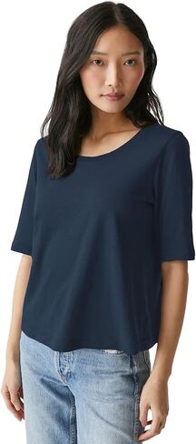 Michael Stars Women's Supima Cotton Slub Elbow Sleeve Swing Tee in Saudi Arabia