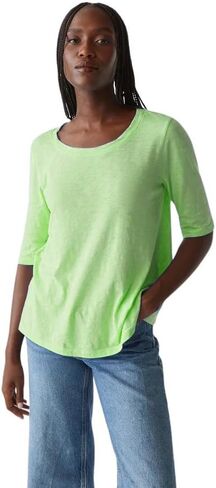 Michael Stars Women's Supima Cotton Slub Elbow Sleeve Swing Tee in Saudi Arabia