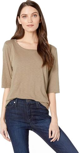 Michael Stars Women's Supima Cotton Slub Elbow Sleeve Swing Tee in Saudi Arabia