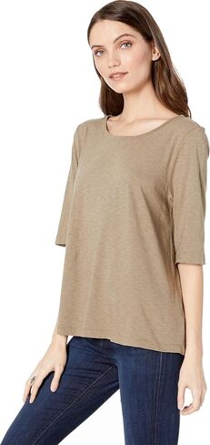 Michael Stars Women's Supima Cotton Slub Elbow Sleeve Swing Tee in Saudi Arabia