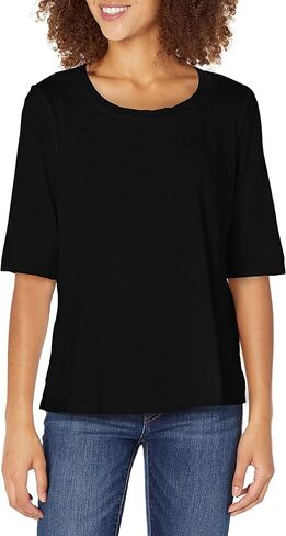 Michael Stars Women's Supima Cotton Slub Elbow Sleeve Swing Tee in Saudi Arabia
