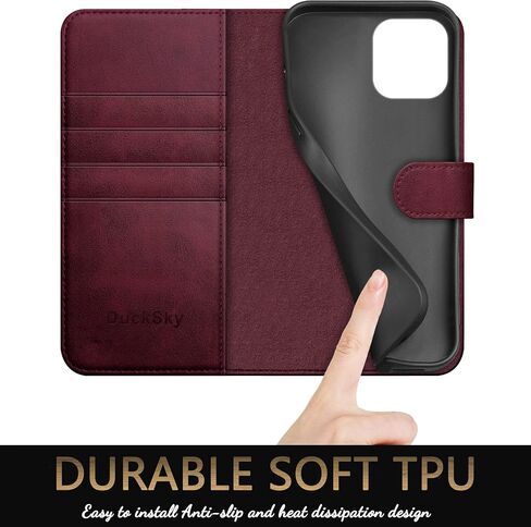 for iPhone 12 Pro Max 6.7" Genuine Leather Wallet case【RFID Blocking】【4 Credit Card Holder】【Real Leather】 Flip Folio Book Phone case Protective Cover Women Men for Apple 12ProMax case Black in Saudi Arabia