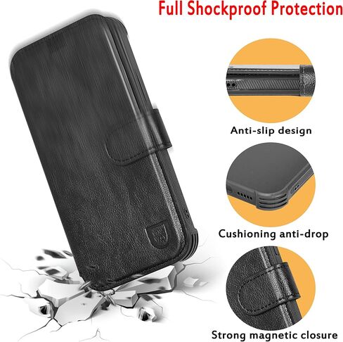 VANAVAGY متوافق مع حافظة محفظة iPhone XR للنساء والرجال، غطاء جلدي قابل للطي RFID مع معصم يدعم الشحن اللاسلكي مع حامل البطاقة وواقي شاشة زجاجي، بني in Kuwait