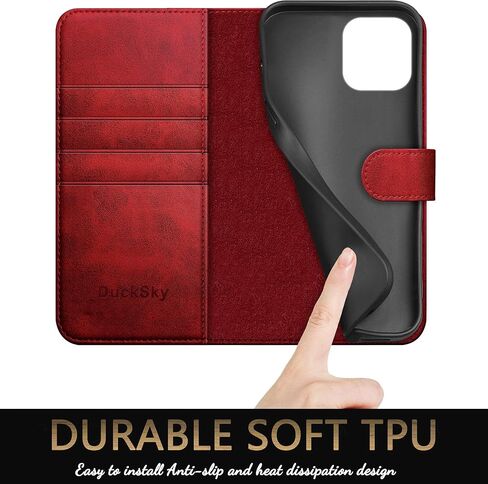 for iPhone 12 Pro Max 6.7" Genuine Leather Wallet case【RFID Blocking】【4 Credit Card Holder】【Real Leather】 Flip Folio Book Phone case Protective Cover Women Men for Apple 12ProMax case Black in Kuwait