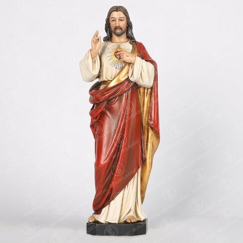 BC Catholic Sacred Heart of Jesus Statue, Catholic Fiigurine, Religious Gifts, 6" H, Handmade by Buildclassic in Saudi Arabia
