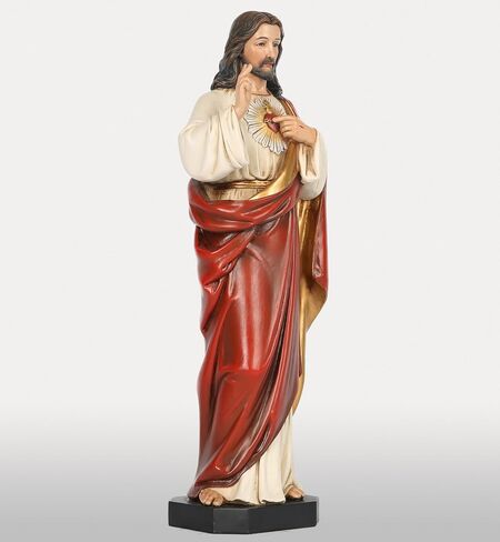 BC Catholic Sacred Heart of Jesus Statue, Catholic Fiigurine, Religious Gifts, 6" H, Handmade by Buildclassic in Saudi Arabia