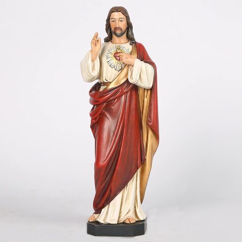 BC Catholic Sacred Heart of Jesus Statue, Catholic Fiigurine, Religious Gifts, 6" H, Handmade by Buildclassic in Saudi Arabia