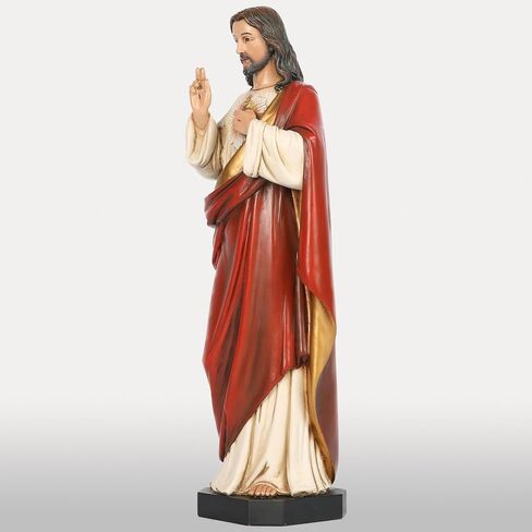 BC Catholic Sacred Heart of Jesus Statue, Catholic Fiigurine, Religious Gifts, 6" H, Handmade by Buildclassic in Saudi Arabia