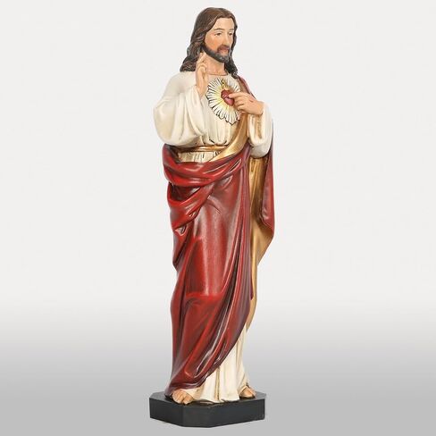 BC Catholic Sacred Heart of Jesus Statue, Catholic Fiigurine, Religious Gifts, 6" H, Handmade by Buildclassic in Saudi Arabia