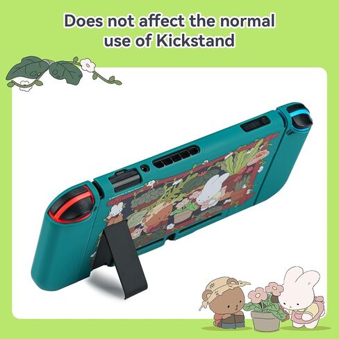 GeekShare Protective Case Compatible with Nintendo Switch Kawaii Switch Slim Cover Case Hard Protective Shell for Nintendo Switch and Joy Con - Bunny Garden in Saudi Arabia
