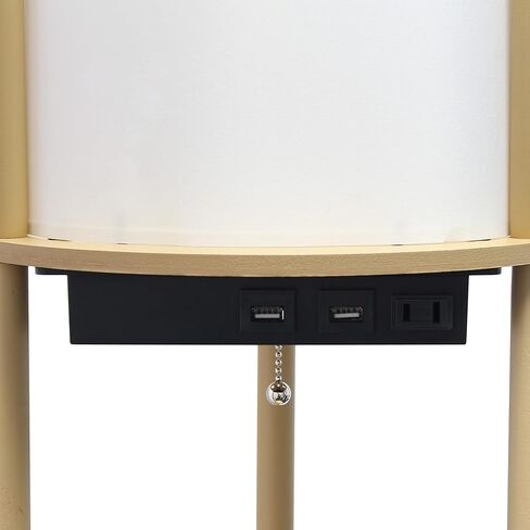 تصاميم بسيطة LF2010-LPK 62.5 "مصباح أرضي منظم على شكل رف دائري حديث مع منفذي شحن USB، ومنفذ شحن واحد وغطاء من الكتان لغرفة المعيشة وغرفة النوم والمكتب، وردي فاتح in Kuwait