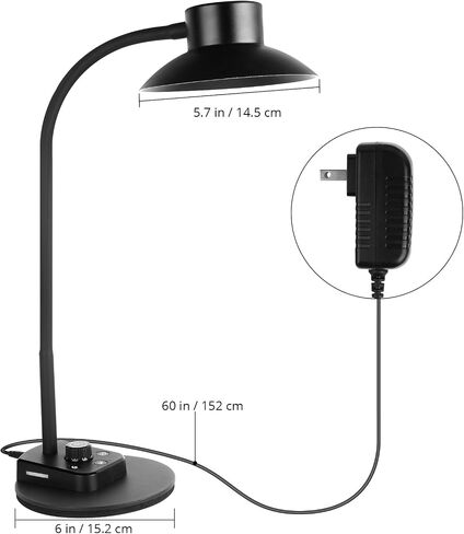مصباح مكتب LED للمنزل المكتبي، ضوء قراءة خافت مع منافذ شحن USB، مصباح بجانب السرير مع 5 أوضاع ألوان وتعتيم بدون خطوات، مصباح طاولة مرن بزاوية 360 درجة (محول متضمن) in Saudi Arabia