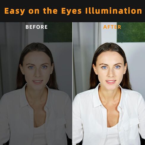 مصباح مكتبي LED | ضوء مكتب منزلي قابل للتعتيم مع مشبك وذراع معقوفة | درجة حرارة اللون والسطوع قابلة للتعديل | مصباح العناية بالعين لمؤتمرات الفيديو والبث المباشر للبودكاست - أسود in Saudi Arabia