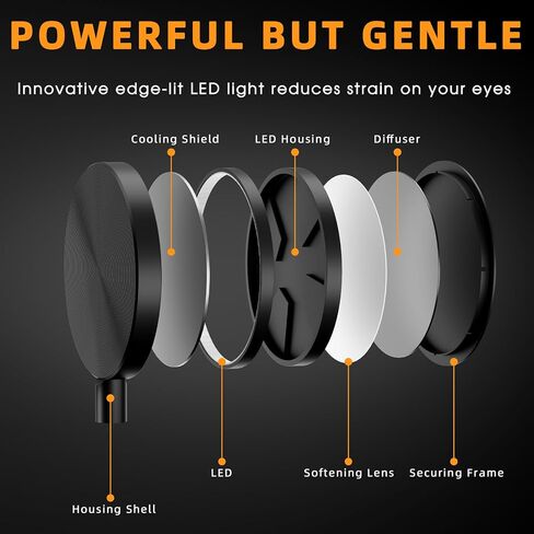 مصباح مكتبي LED | ضوء مكتب منزلي قابل للتعتيم مع مشبك وذراع معقوفة | درجة حرارة اللون والسطوع قابلة للتعديل | مصباح العناية بالعين لمؤتمرات الفيديو والبث المباشر للبودكاست - أسود in Saudi Arabia