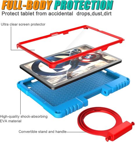 Kids Case for Samsung Galaxy Tab A9+/A9 Plus 11 inch 2023 with Screen Protector, Patamiyar Shockproof Galaxy Tab A9 Plus Case with Handle Stand for Samsung A9 Plus Tablet (SM-X210/X216/X218) - Black in Saudi Arabia