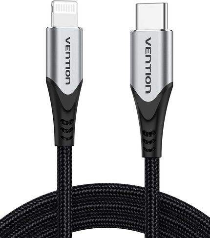 كابل VENTION USB C إلى Lightning بطول 6.6 أقدام - [معتمد من Apple MFi] كابل شاحن iPhone سريع من النايلون المضفر USB C سلك شحن لتوصيل الطاقة لهاتف iPhone 12/12 Pro/12 Mini/11 Pro MAX/X/8/8Plus in Saudi Arabia