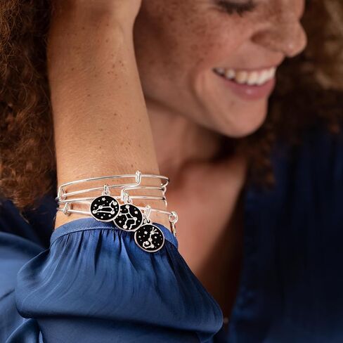 Alex and Ani A20EBZOD06SG، Color Infusion، سوار الجوزاء القابل للتوسيع، ذهبي لامع، أسود، أساور in Saudi Arabia
