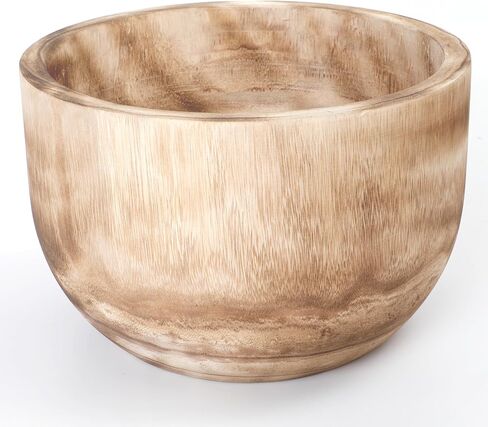 11" Paulownia Wood Round Bowl, Fire Burning Handmade Wooden Decorative Bowl, Modern Large Wood Bowl,Wooden Fruit Bowl for Room Décor, Parties, Wedding Centerpiece, Floral Arrangements in Saudi Arabia
