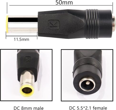 PNGKNYOCN DC محول قابس الطاقة، DC 8 مم ذكر إلى DC 5.5 مم × 2.1 مم موصلات أنثى للنقل بين الأجهزة ذات منافذ 8 مم و5.5 × 2.1 مم (10 عبوات) in Saudi Arabia