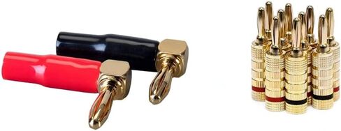 Monoprice Right Angle Banana Plugs - For 12-18AWG Speaker Wire, Color Coded, Screw Type, 24k Gold Plated in Saudi Arabia